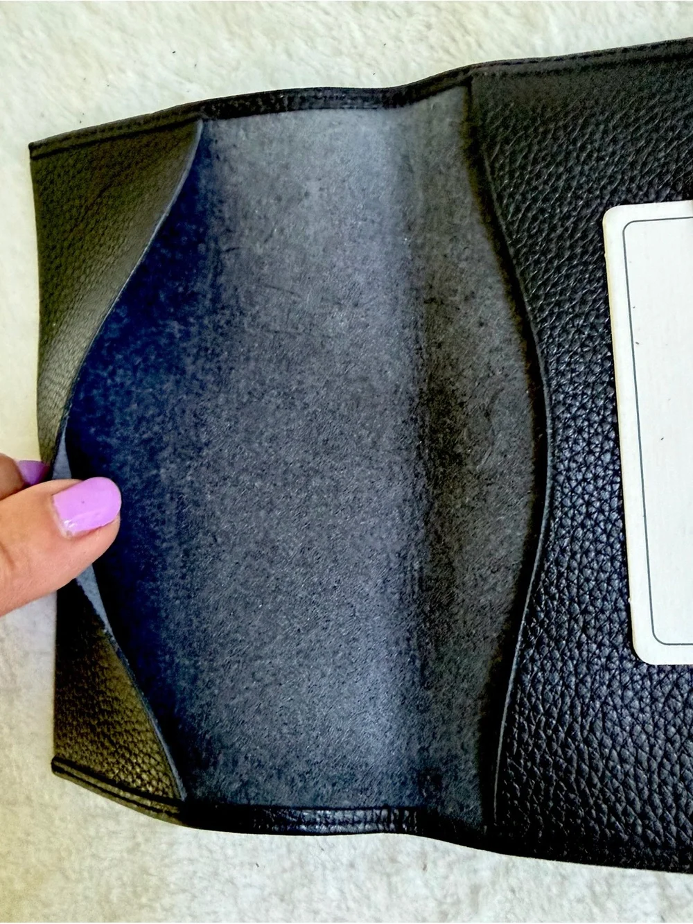 LONGCHAMP Pebbled Black Leather Passport Cover Holder Travel 6
